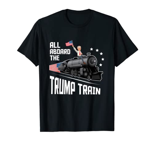 Tutti a bordo The Trump Train America Patriot Trump Supporter Maglietta