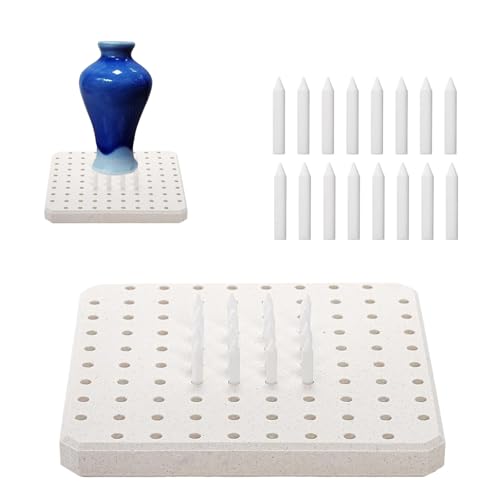 Ceramic Porous Refractory Mat with 60pcs Kiln Stilts Support Nails,Kiln Firing Tool Accessories High-Temperatures Reusable Pottery Pad & Anti-Stick Refractory Cone Support Nails for Ceramic Hobbyists