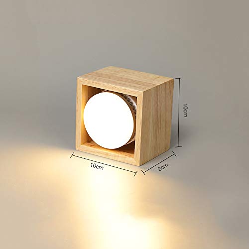 Foco LED de madera para techo de dormitorio panel empotrable cuadrado de 7W regulable 8