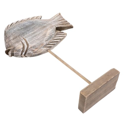 Sculpture de poisson en bois massif au style rustique unique pour deco de table