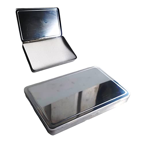 Organizador grande de armazenamento de canetas - Recipientes de aço inoxidável articulados de metal com tampas - Estojo de lápis de metal - Caixa de lápis em branco - Estojos de fotos e armazenamento