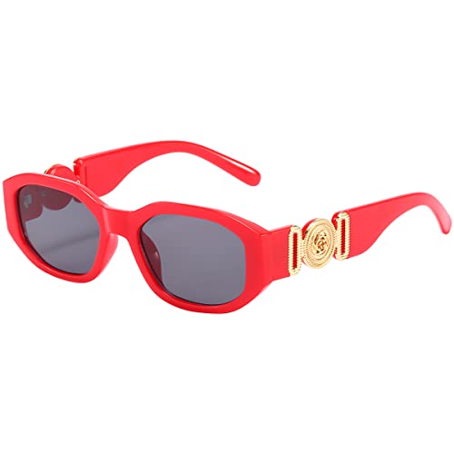 Junsika Gafas De Sol Rectangulares Modernas Para Mujer, Vintage, Diseño Irregular De Lujo, Pequeñas Gafas De Sol 90, Protección Uv400, A5:Rojo, S Junsika Gafas De Sol Rectangulares Modernas Para Mujer, Vintage, Diseño Irregular De Lujo, Pequeñas Gafas De Sol 90, Protección Uv400, A5:Rojo, S