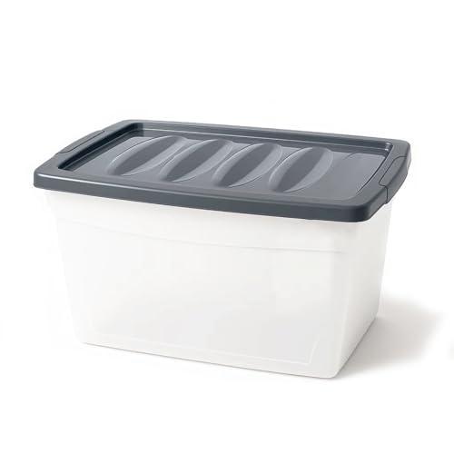 BigDean 3x 60 L Aufbewahrungsbox mit Deckel groß Budget Line Plastikbox mit Deckel
