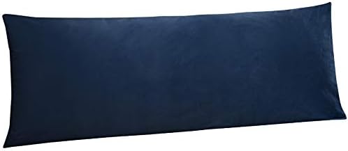 NTBAY 1 Pack Zippered Velvet Body Pillow Cover, Super Soft and Cozy Luxury Fuzzy Flannel 20x54 Long Pillowcase with Zipper, 20x54 Inches, Navy Blue