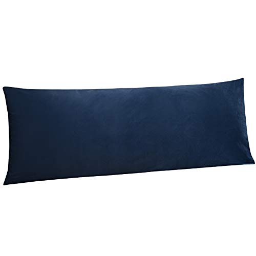 Image of NTBAY 1 Pack Zippered Velvet Body Pillow Cover, Super Soft and Cozy Luxury Fuzzy Flannel 20x54 Long Pillowcase with Zipper, 20x54 Inches, Navy Blue