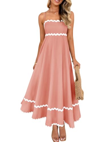Image of ZESICA Women's 2026 Summer Spaghetti Straps Midi Dress