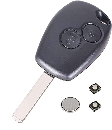 Coque/Boitier Clé Plip Telecommande pour Renault Clio 3 Kangoo Master Modus Trafic Twingo Wind Lame Carrée avec 2 Switchs et Pile Lakamodo Cover