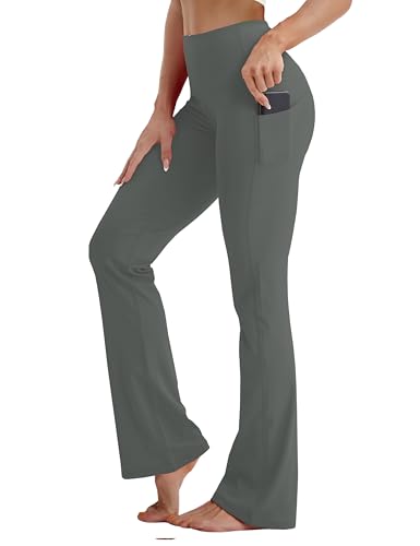 Image of BUBBLELIME 29 inch /31 inch /33 inch /35 inch /37 inch 3 Styles Women's High Waist Bootcut Yoga Pants Basic /Side Pockets Tummy Control Workout Flared