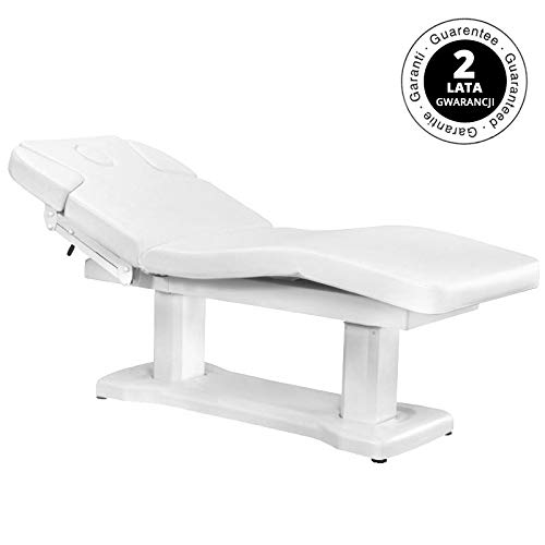 ACTIVESHOP Kosmetikliege Massageliege Massagetisch Massagestuhl Elektrish 818a mit 4 Motoren Weiss bis 200 kg belastbar Premium-PU-Leder
