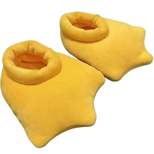 ENIXWH Zapatillas de estar por casa con patas de pato para niños, adultos, mujeres, divertidas, de felpa, invierno, mullidas, amarillo, 39 EU