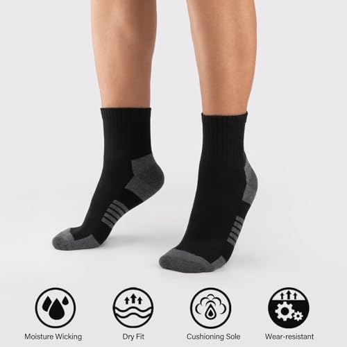 COOVAN Mens Ankle Athletic Socks Quarter Cushion Moisture Wicking Running Sports Work Socks 7 Pairs4