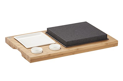 The SteakStones Steak Plate & Sauces Set, an Official SteakStones Hot Stone Cooking Product. A Fun, Interactive Way to Enjoy Steak on The Stone Using Lava as seen on Dragons Den