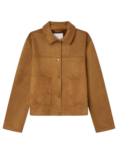 Springfield Suede Overshirt Sobrecamisa De Ante, Bronceado, S para Mujer