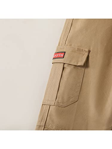 Kid Boy Casual Pocket Design Cotton Cargo Pants Khaki4