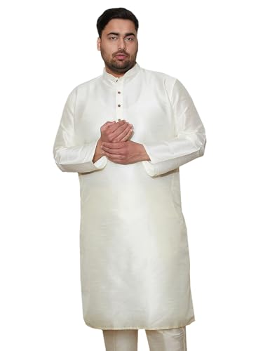 Image of Vastramay Men's Yellow Silk Blend Banarasi Kurta, Full Sleeve, Mandarin Neck, Regular Fit, Festive, Soft Comfortable Feel, Solid Design for Traditional Occasions