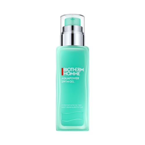 Biotherm Homme, Aquapower Gel SPF14 para Hombre, Gel Hidratante y Protector para Rostro y Cuello, Piel Nutrida y Revitalizada, Enriquecido con Agua Termal de Life Plankton y Oligoelementos, 75 ml