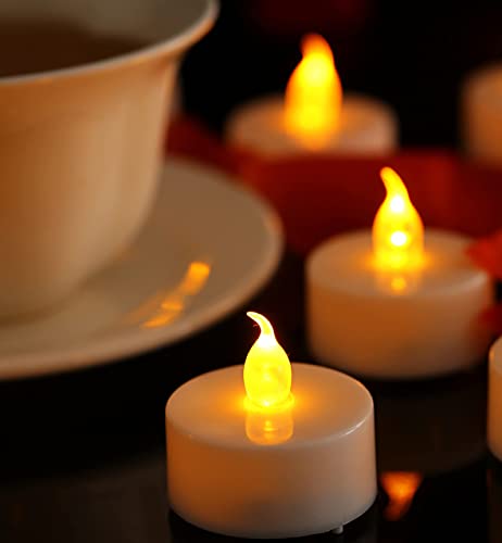 12 Stück Led Teelichter- Led Kerzen flackernde flamme，realistische elektrische flackernde batteriebetriebene kerzen mit warmem gelbem für… – Ansicht 6