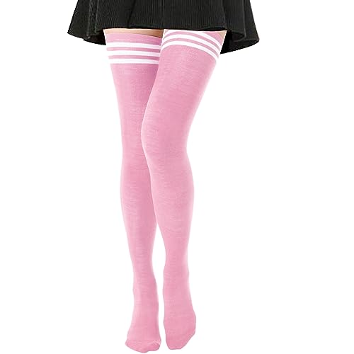 Image of DRESHOW Extra Long High Thigh Socks Striped Over Knee Thin Tights Long Stocking