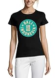 UBUD Bali Indonesien Rundhals Baumwolle Damen T-Shirt Schwarz, Schwarz , S
