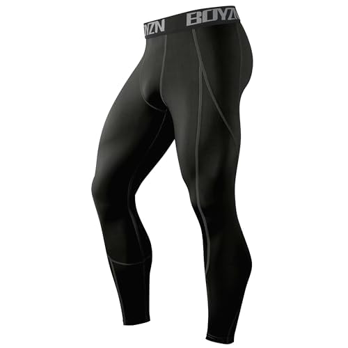 Boyzn 1 or 2,3 Pack Men’s Compression Pants, Cool Dry Athletic Workout Running Tights Leggings with Pocket/Non-Pocket