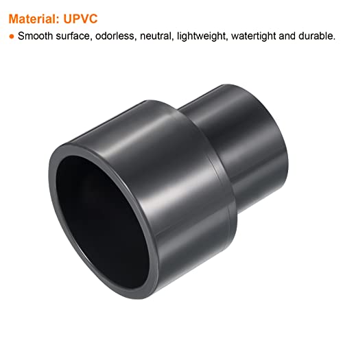 PATIKIL UPVC Reducer Pipe Fitting 2" x 1-1/4" Socket Schedule 80, Straight Coupling Adapter Connector, Gray - Image 4