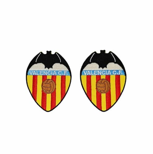 Parche Escudo Equipo de Fútbol, para Planchar o Coser, 2 Unidades Termoadhesivas de 8cm x 6cm, Bordado, Valencia