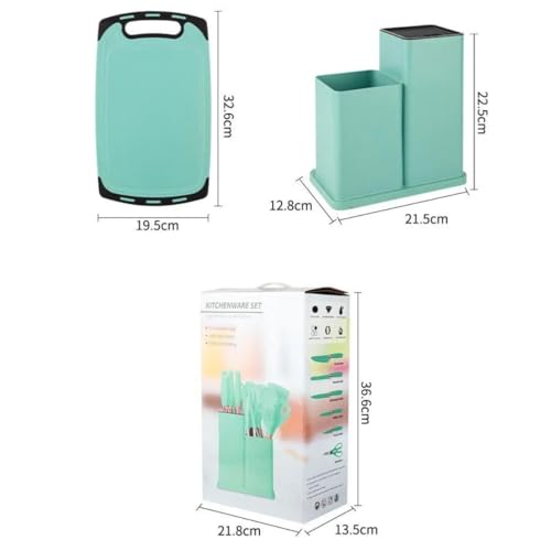 Kit Completo Jogo Utensílios de Cozinha Luxo 19 Peças Com Tábua em Silicone Espátula Faca Tesoura Pr