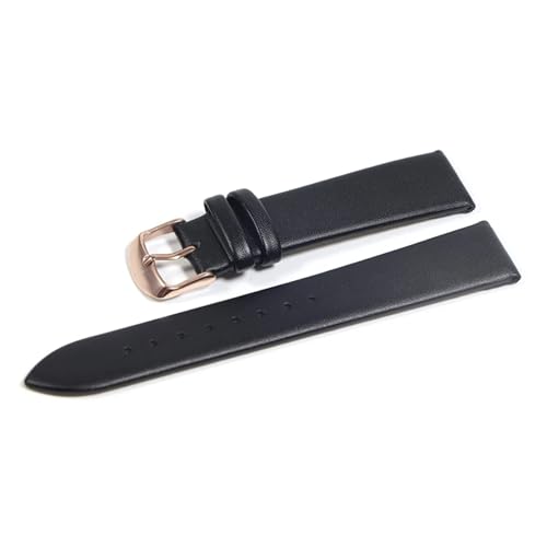 [LZVTWXJPW] Ultra Thin Genuine Leather Watch Strap Band 12mm 14mm 16mm 18mm 20mm 22mm Watchband Soft Belt Cowhide Straps(Black b