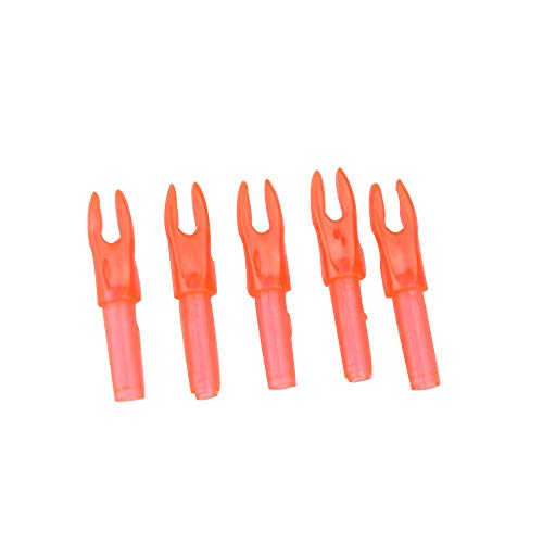 MILAEM 50 Stück Bogenschießen Pfeilnocken Austauschbare Nocken Kunststoffe insatz Pfeilschwänze für ID 4,2 mm Pfeilschaft (Transparent Orange)