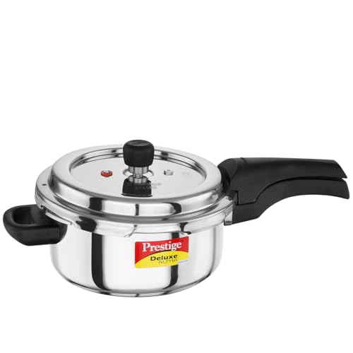 Prestige Deluxe Alpha Svachh Stainless Steel Pressure Cooker with Alpha Base and Deep Lid for Spillage Control, (3 Liter)