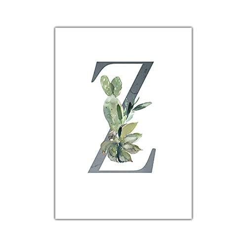 Affiche Lettre Z personnalisée prénom toile florale 60x90cm pour chambre fille