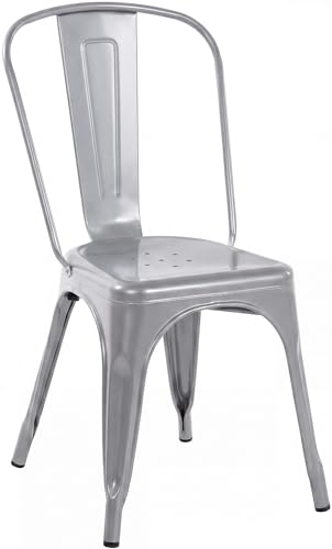 CLP Chaise empilable Benedikt en Metal avec Dossier, Style bistrot, pour Restaurants et Cuisines, Design Robuste, Charge Max. 200 kg Couleur:Argent