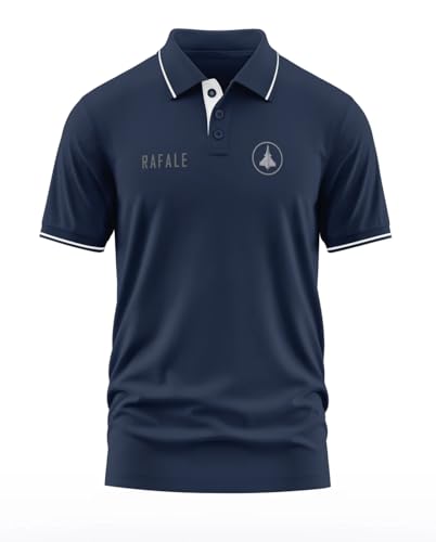 Image of WarriorWorld Polo T-Shirt for Men | 270 GSM Pure Cotton Fabric | Stylish Collar Casual Half Sleeve Tshirt for Aviation Enthusiasts | Breathable & Comfortable Fit