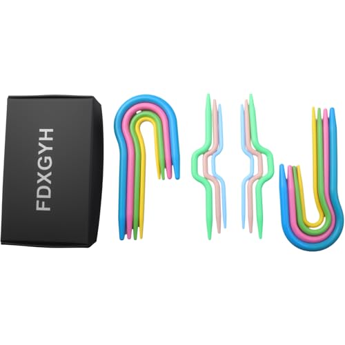 Image of FDXGYH 14pcs U Shape Multicolor Bent Cable Stitch Holder Needles Plastic Twist Curved Hand Knit Knitting Needles