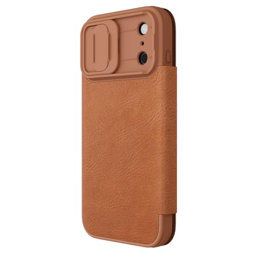 Image of PRITO Nilkin Wallet Flip Case for iPhone 17 Pro Max with Card Slot and Camera Slider, PU Leather Case Cover, All-Around Protection (Brown, iPhone 17 Pro Max)