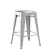 Furmax 24 Inches Metal Bar Stools High Backless Indoor-Outdoor Counter Height Stackable Stools Set of 4(Silver)