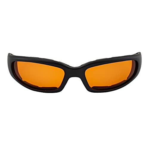 Global Vision Chicago Padded Motorcycle Safety Sunglasses For Men & Women Black Frame w/Orange Lens & RX-ABLE2
