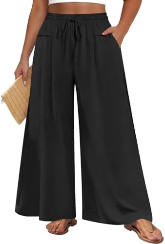 Aodemo Women's Plus Size Wide Leg Palazzo Pants Flowy Culottes Dr...