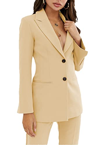 JinXuanYa Women's Suits Two Piece Notch Lapel Slim Fit Work Suit Lady Outfit Casual Jacket and Pant2
