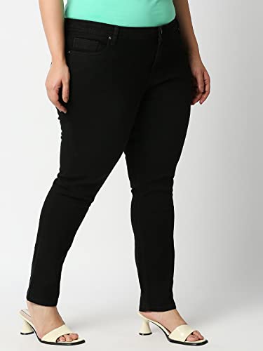 Image of HIGH Star Women Plus Size Black Slim-Fit Stretchable Jeans