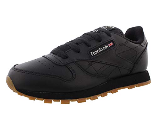 Reebok Baby-Boy's Classic Leather Shoes -Little Kids Sneaker, Black/Gum, 1