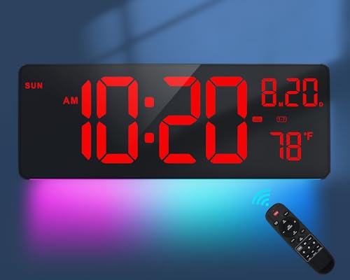 XREXS 16.5" Digital Clock LED Wall Clock with Remote Control