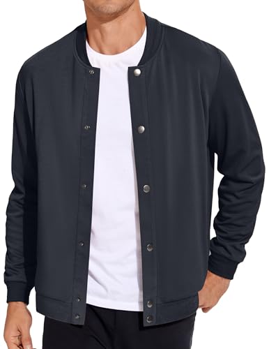 COOFANDY Men's Bomber Jacket Sock Hop Windbreak 80s Button Blank Football Jacket