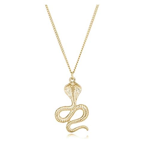 MYANAIL Gold Silver Snake Pendant Necklace Personality Animal Viper Jewelry Cobra Necklace for Women, Metal, not Cover