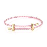 Adjustable Steel Wire Bracelet With Titanium Buckle For Valentine'S Day Lucky Jewelry, A Fashionable Gift For Men, Women, Couples, And Friends (Pink)
