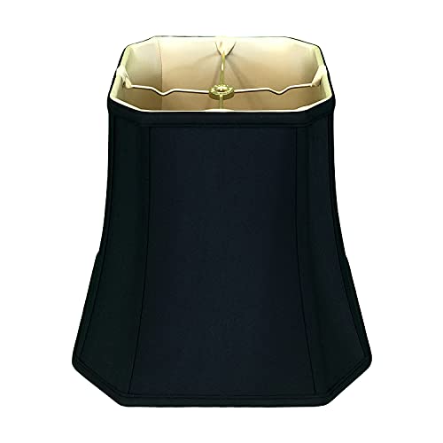 Royal Designs Square Cut Corner Basic Lamp Shade, Black with Gold, 9" x 14" x 12.5, BS-716-14BLKGL