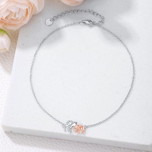 Image of 925 Sterling Silver Anklet Foot Bracelet with Crystal from Austria, Anklet Jewelry Gifts for Women 11 Inch Adjustable
