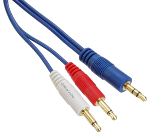 Cable auxiliar 3.5mm estéreo macho a doble mono macho 3.5mm 10 pies miniatura 3