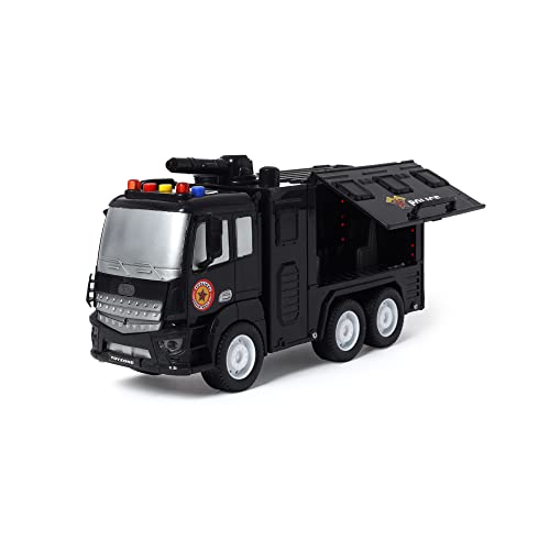 Image of TOYZONE Friction Powered Toy | Vehicles | Trucks | Unbreakable Toys | Engineering Toy | Pull Back | Push and Go Crawling Toys for Boys and Girls (Police Patrol - Cyber Room)