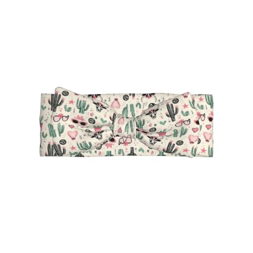 Western Cactus 1 Print Baby Girl Bows Headbands Baby Girls Newborn Headbands Infant Toddlers 0-6 Months